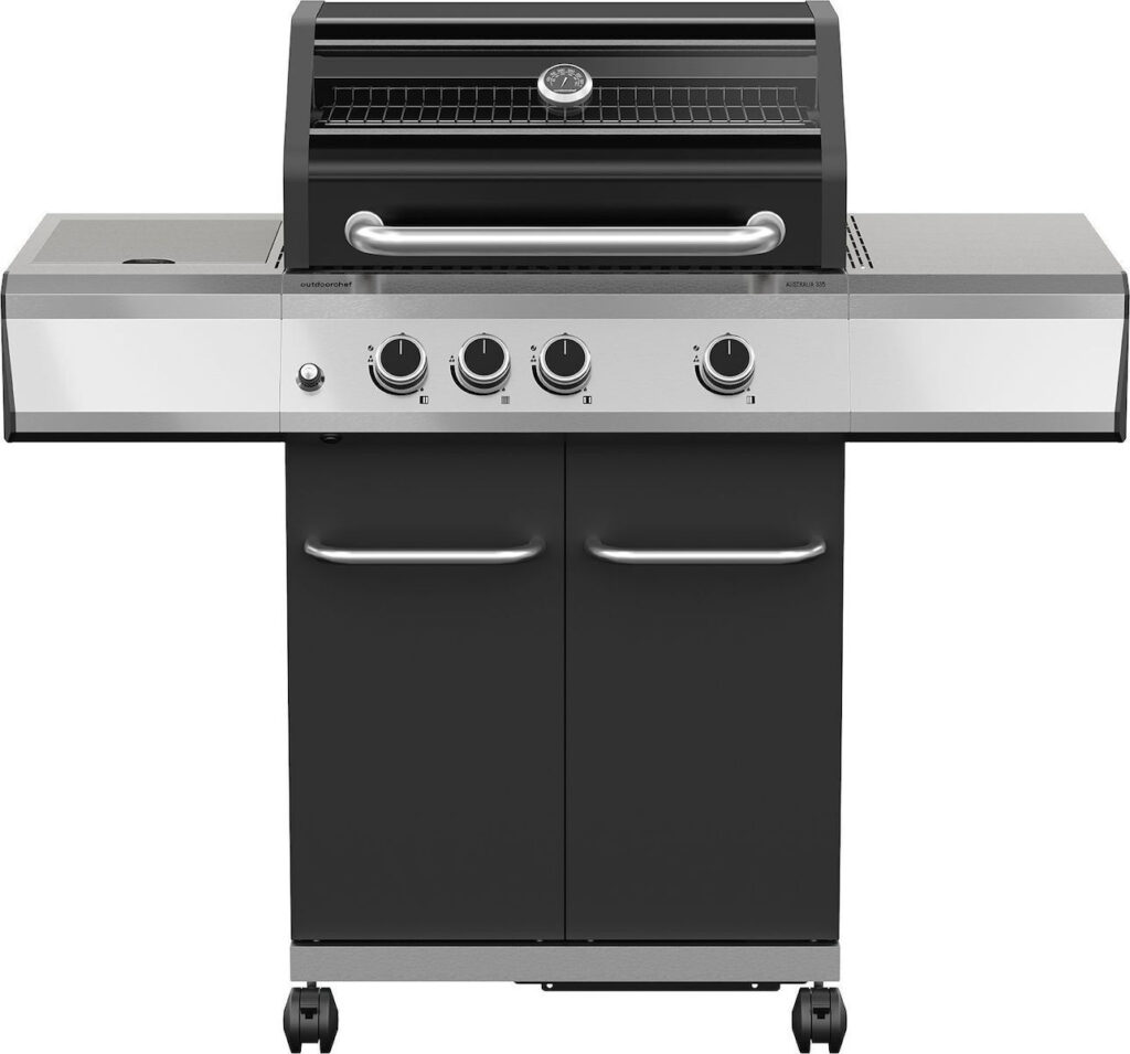 Outdoorchef Australia EVO 335 RB Ψησταριά Υγραερίου Μαντεμένιας Σχάρας 60×41.5εκ. με 3 Εστίες 10.5kW και Πλαϊνό Μάτι Υπερύθρων 4kW